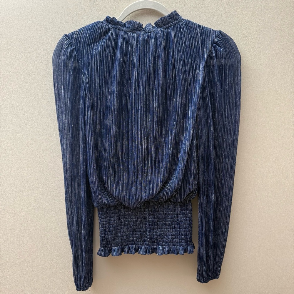 Joie Blue Long-Sleeve Smocked Blouse - Picture 7 of 8